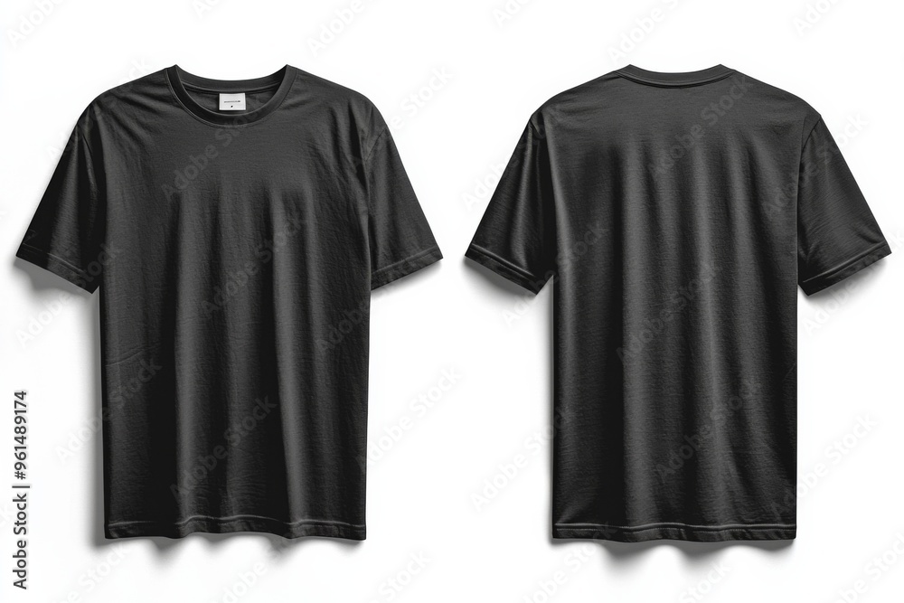 Black Tshirt Mockup Front and Back Isolated created with Generative AI Black Tshirt Mockup Front and Back Isolated created with Generative AI
