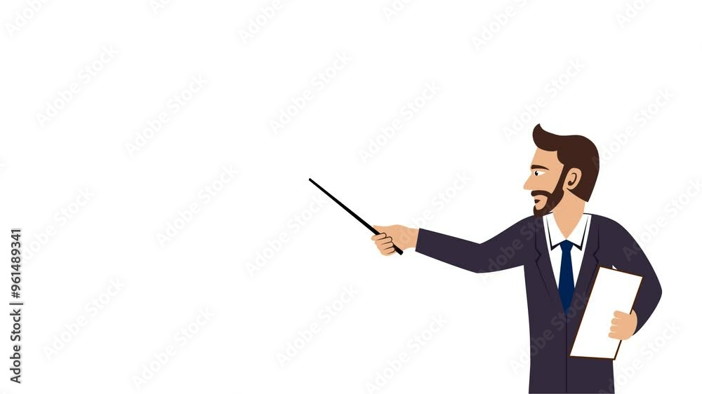 Teacher Presentation Animation White Background Video 4K Teacher Presentation Animation White Background Video 4K