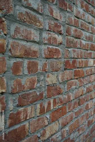 Foto Brown brick block wall seamless pattern texture background, Red brick wall patte