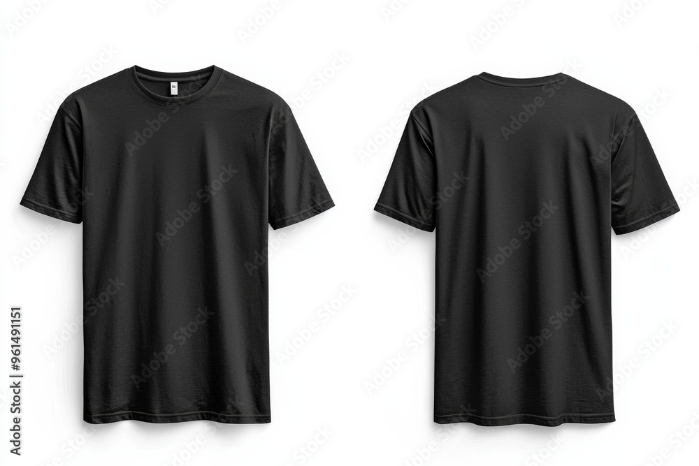 Black Tshirt Mockup Front and Back Isolated created with Generative AI Black Tshirt Mockup Front and Back Isolated created with Generative AI