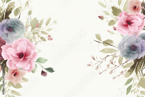 Greeting card with flowers. Can be used as an invitation card for wedding, birthday and other holiday and summer background