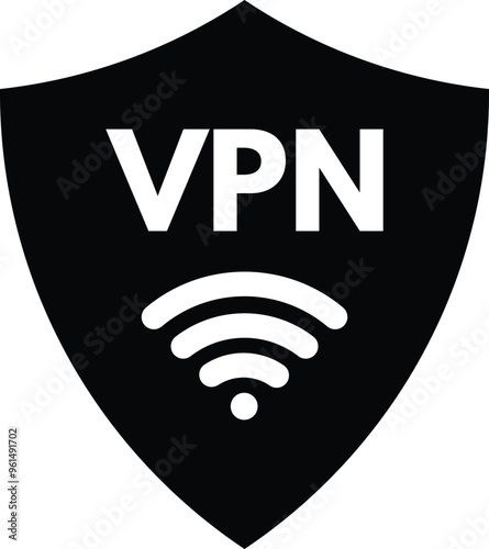 Virtual private network icon . VPN icon with shield symbol . Private network icon vector