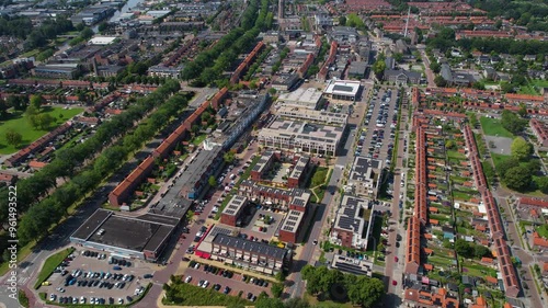 Aerial panorama around the city Emmeloord on a sunny summer day in the Netherlands photo