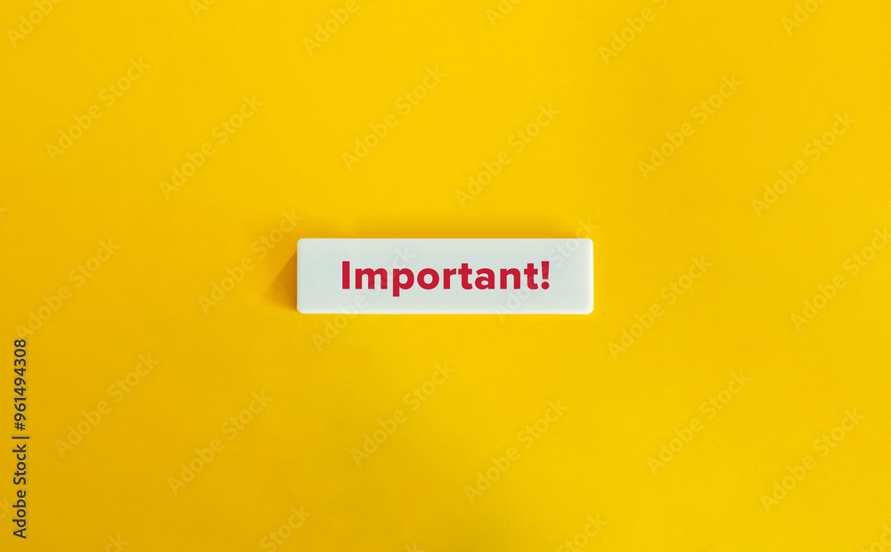 Important Word and Banner. Text on Block Letter Tiles on Yellow Background. Minimal Aesthetic. Important Word and Banner. Text on Block Letter Tiles on Yellow Background. Minimal Aesthetic.