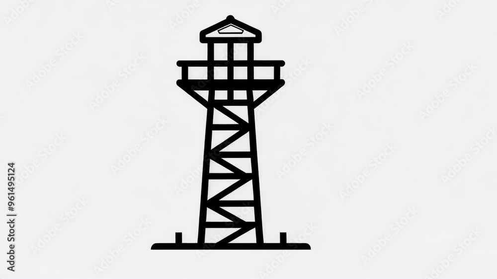 Structure and design of a tall watchtower during sunset near a serene lake Structure and design of a tall watchtower during sunset near a serene lake