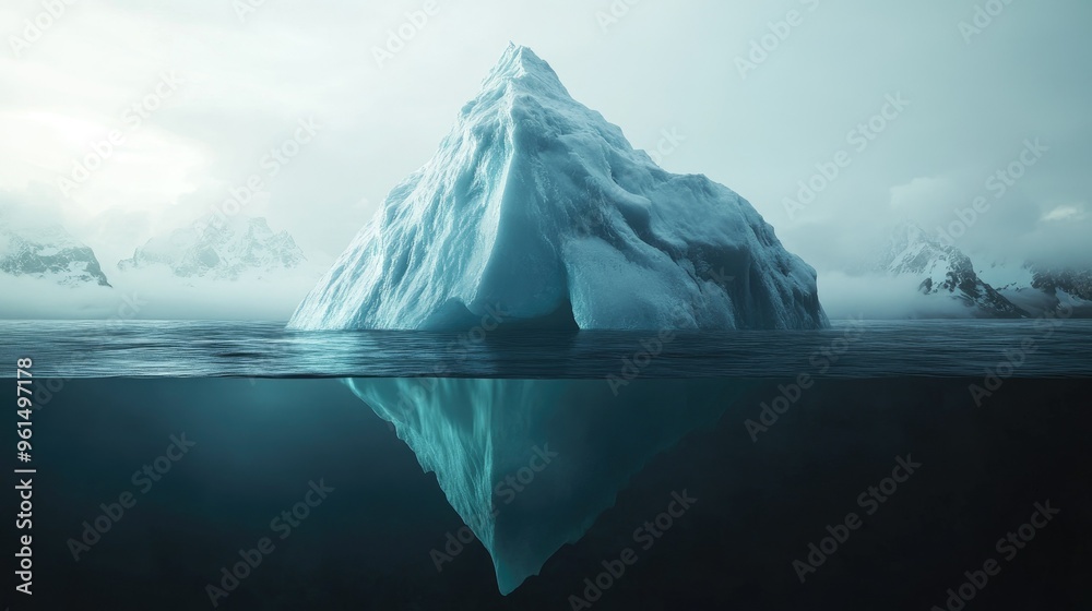 An iceberg in the open sea, showcasing the tip above water and a vast, mysterious body submerged below, representing the concept of hidden challenges. An iceberg in the open sea, showcasing the tip above water and a vast, mysterious body submerged below, representing the concept of hidden challenges.