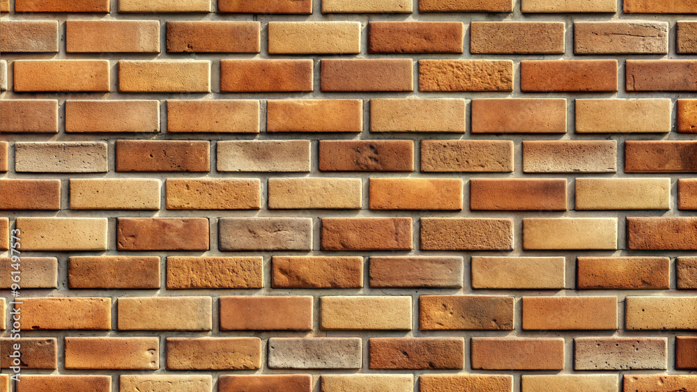 Textured wall made of bricks in warm color tones 
