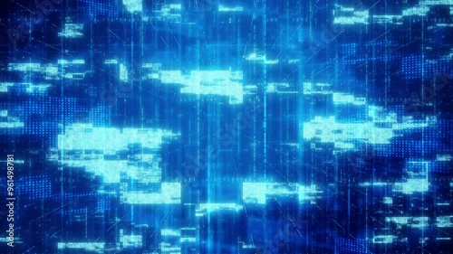 Wallpaper Mural Dynamic digital network with glowing particles and cyber lines, representing high-speed data transfer. Torontodigital.ca