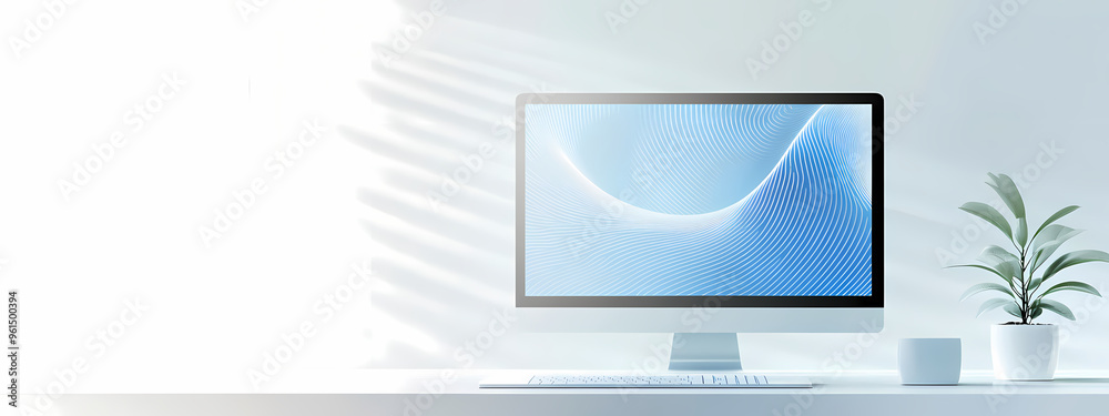 Elegant Desktop Display with Blue Patterns Elegant Desktop Display with Blue Patterns