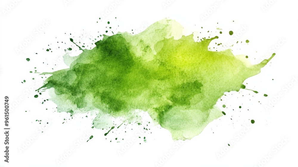 A vibrant green watercolor splash, evoking nature, freshness, growth, and creativity.  The abstract form is perfect for backgrounds, overlays, and artistic designs.