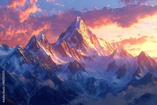 Majestic Mountain Peaks at Sunset