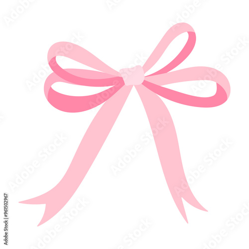 A pink ribbon is drawn on a white background. The ribbon is long and has a bow at the end. The ribbon is drawn in a way that it looks like it is being tied, but it is not