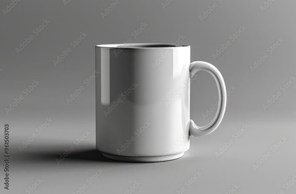 Obraz premium White Ceramic Mug on Grey Background