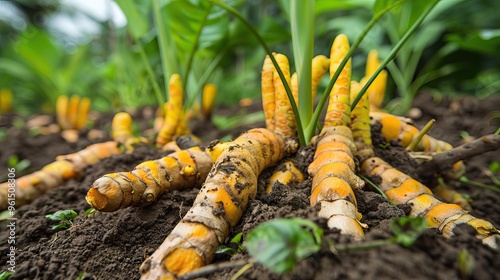 Turmeric Root in the Garden