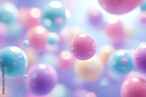 3D render of an abstract background with pastel spheres