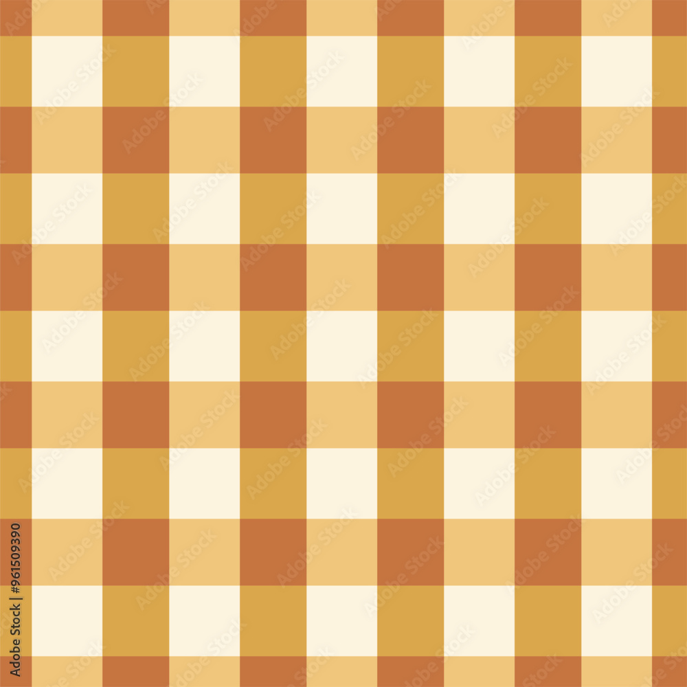 Fototapeta premium Buffalo check pattern. Plaid background. Checkered seamless pattern. Yellow, orange and brown stripes.
