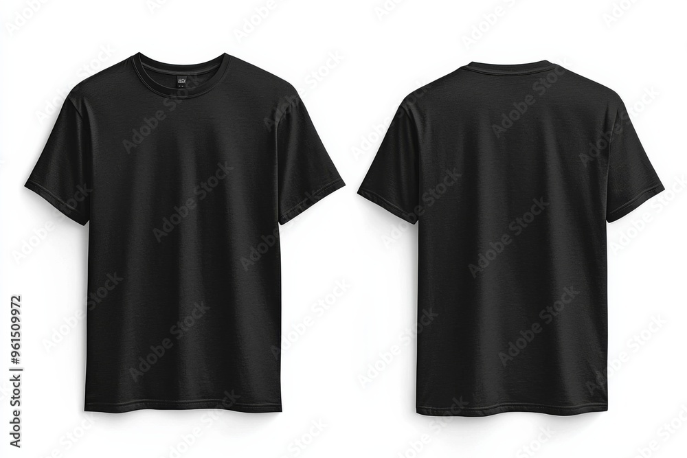 Black Tshirt Mockup Front and Back Isolated created with Generative AI Black Tshirt Mockup Front and Back Isolated created with Generative AI