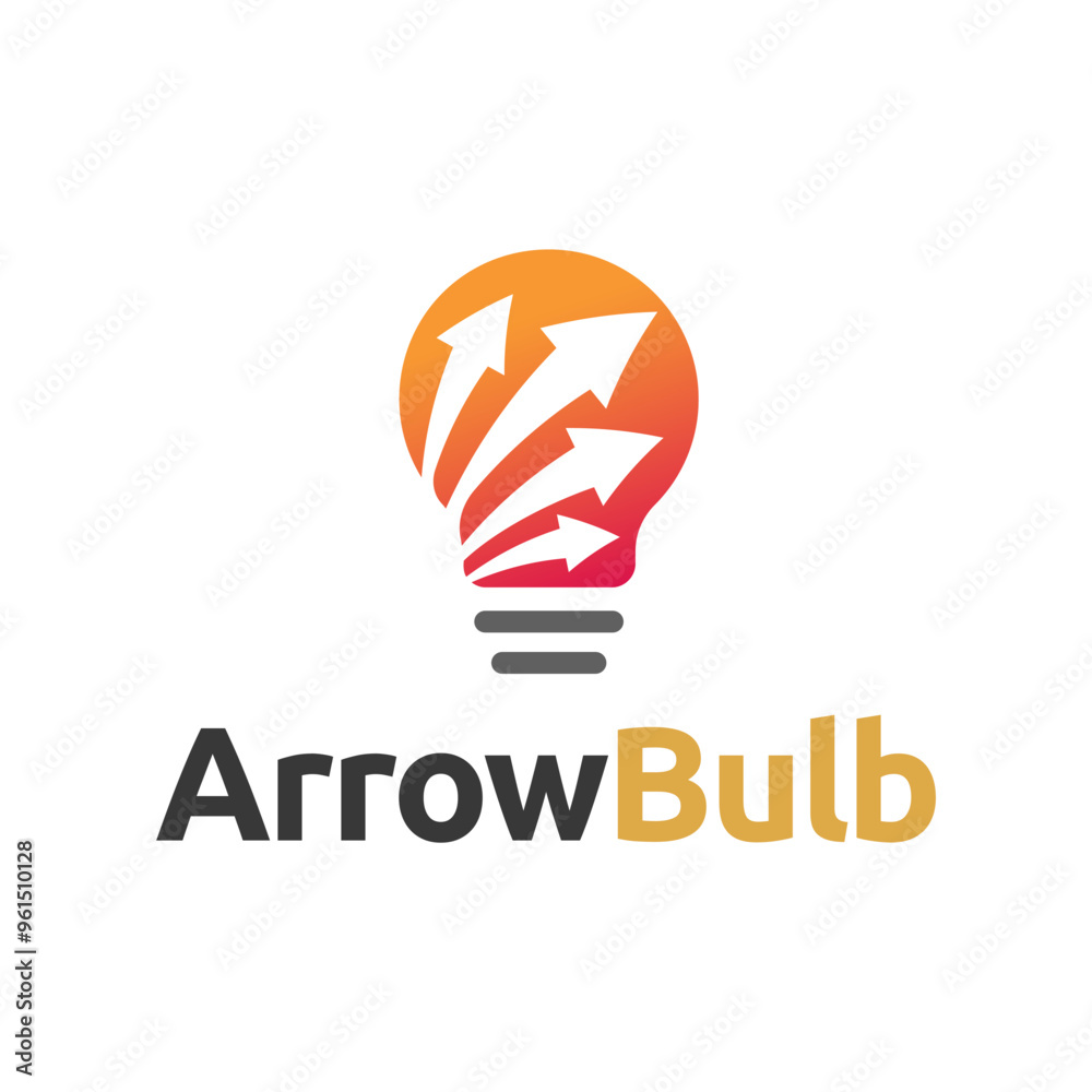 Simple electrical bulb with arrow symbol logo. Simple electrical bulb with arrow symbol logo.