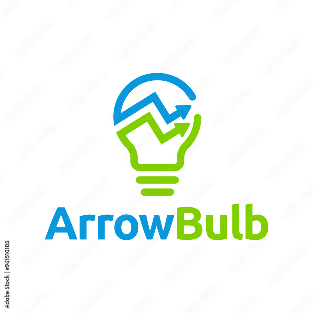 Simple electrical bulb with arrow symbol logo. Simple electrical bulb with arrow symbol logo.