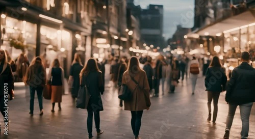 People shopping in a trendy urban district with boutique stores.
