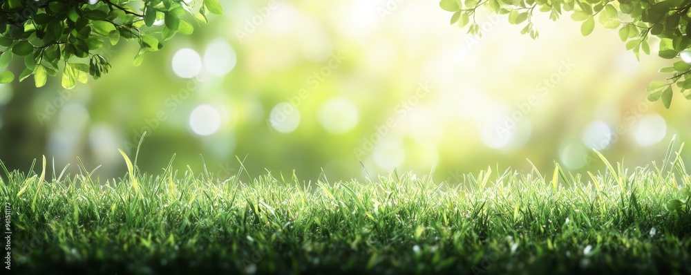 Beautiful spring background with green grass and bokeh lighting Beautiful spring background with green grass and bokeh lighting
