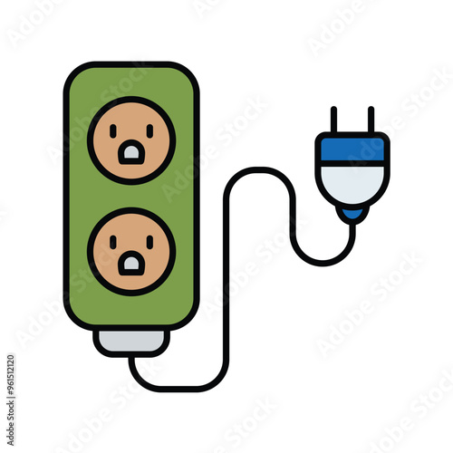extension cord color line icon with white background vector stock illustration