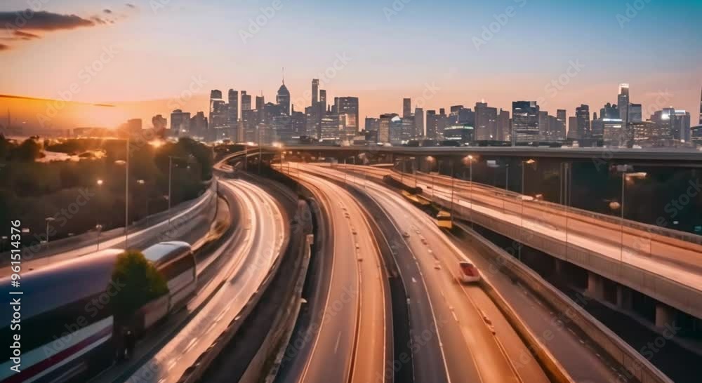 Traffic moving smoothly on a highway with the city skyline in the background.
Traffic moving smoothly on a highway with the city skyline in the background.