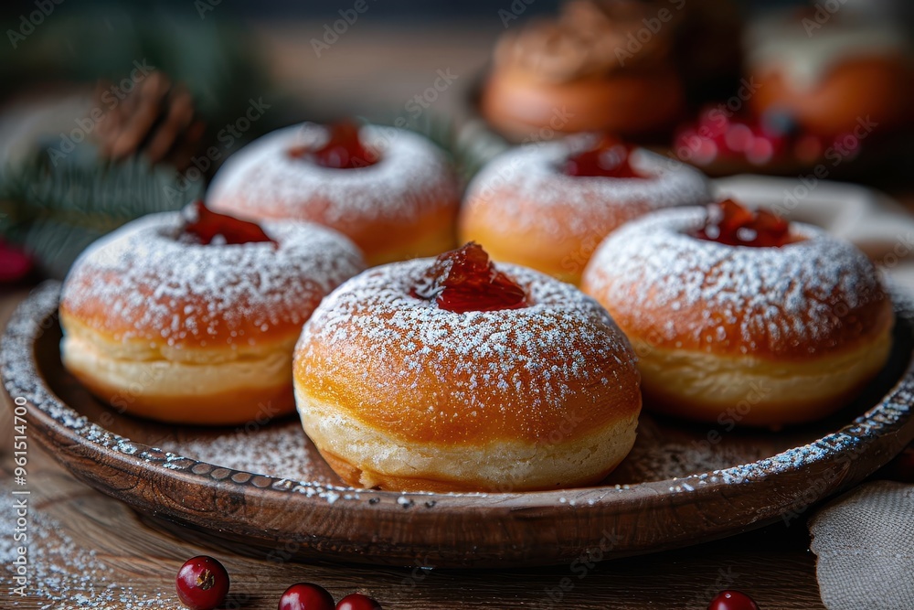 Poland: Paczki Round, deep-fried doughnuts filled with jam or custard, dusted with powdered sugar. Poland: Paczki Round, deep-fried doughnuts filled with jam or custard, dusted with powdered sugar.