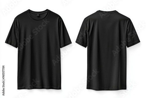 Black Tshirt Mockup Front and Back Isolated created with Generative AI