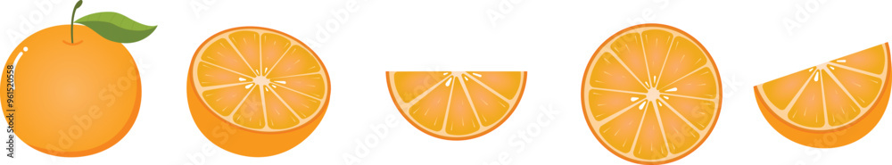 Fresh orange fruit set vector illustrations Fresh orange fruit set vector illustrations