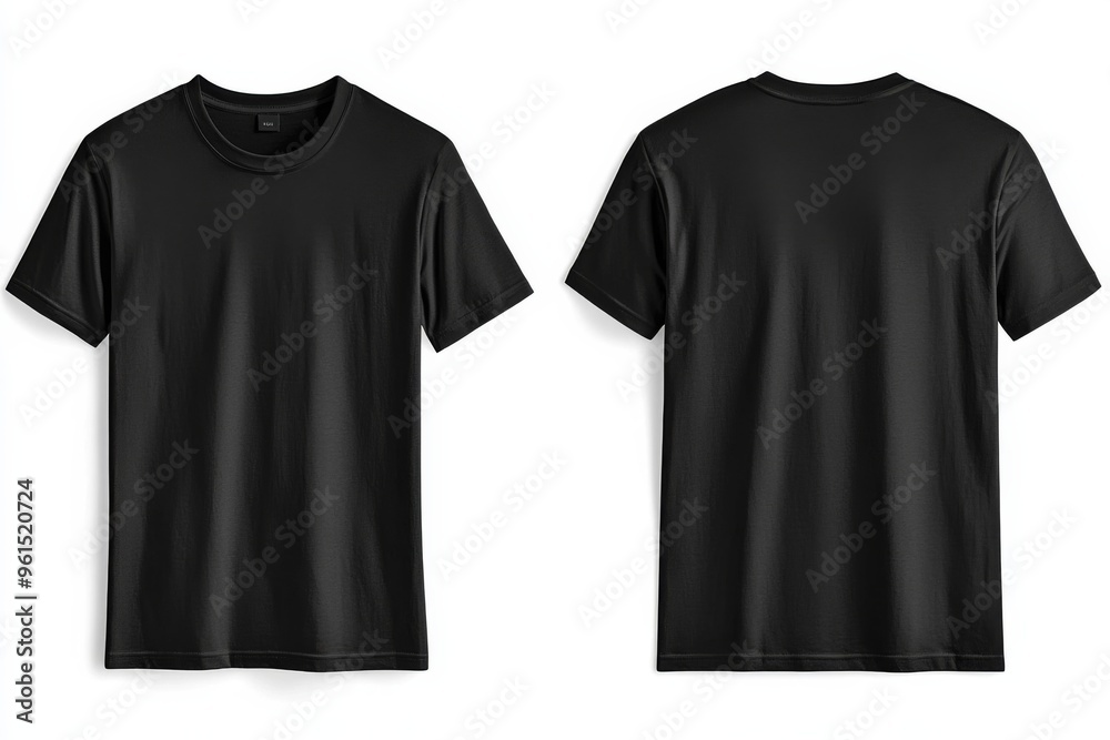 Black Tshirt Mockup Front and Back Isolated created with Generative AI