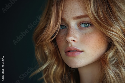 Close-Up Portrait of a Young Woman with Freckles