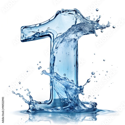 water trimmed into number 1 isolated on white background