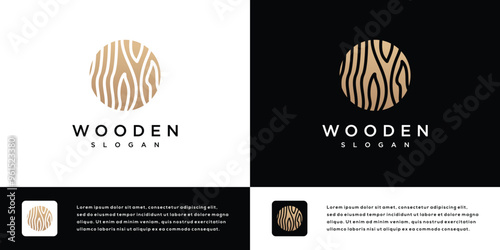 Wood grain texture vector logo design