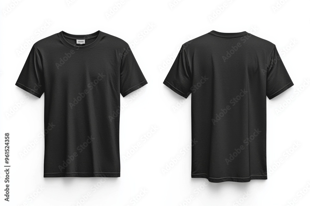 Black Tshirt Mockup Front and Back Isolated created with Generative AI Black Tshirt Mockup Front and Back Isolated created with Generative AI