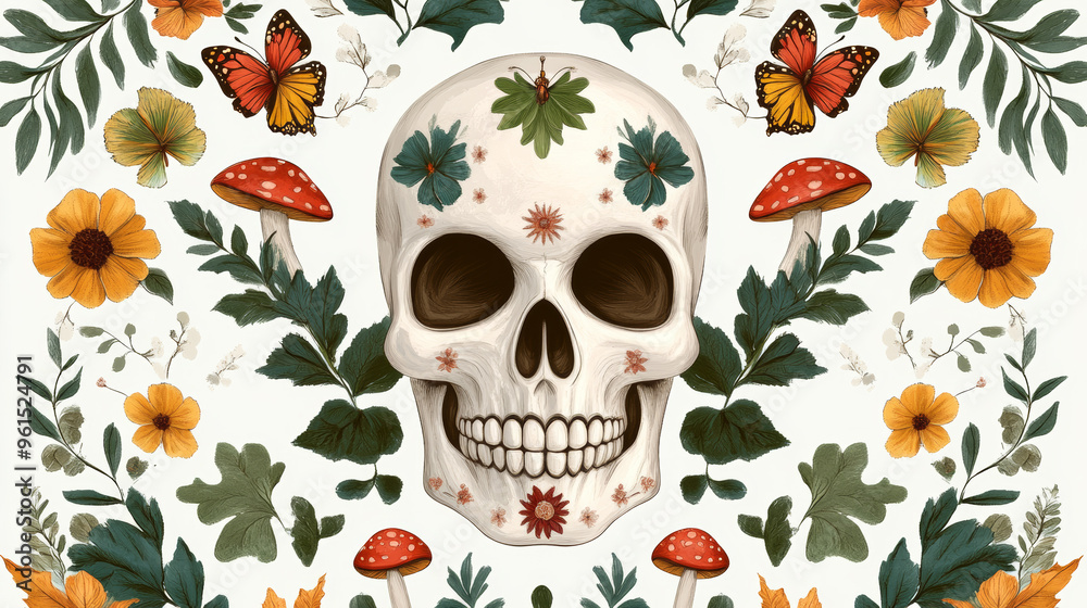 Fototapeta premium Calavera nature-themed sticker