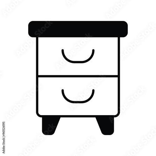 drawer glyph icon with white background vector stock illustration