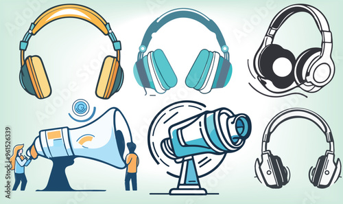Megaphone, headphone use digital marketing