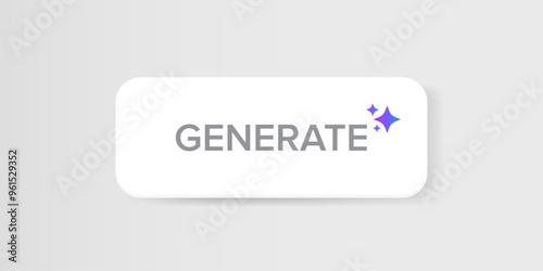 AI generated white paper style button for artificial intelligence generate app vector design. Artificial intelligence generate button for web application and AI generation online tool UI