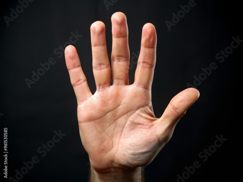 A person's hand assumes the ASL sign for 