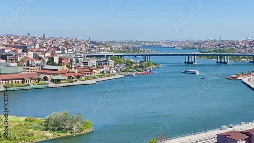 Istanbul city panorama with Golden Horn bay and view to Istanbul city architecture