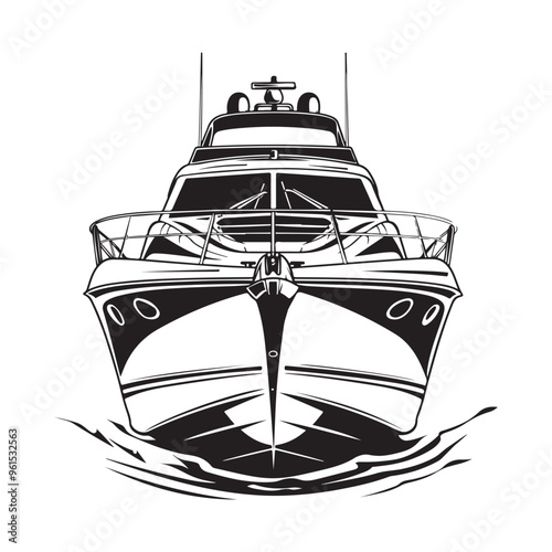 Speed Boat front view Vector Images . illustration of a Speed Boat isolated on white background