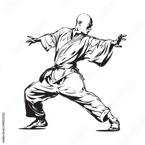 Wushu Vector Images. Wushu Vector Images Pose Stock Illustrations. 