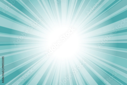 Abstract blue glowing sunburst background. Cadet blue glow effect sunburst background for presentation, banner, poster, flyer, sales. Modern pop art poster for summer and spring.