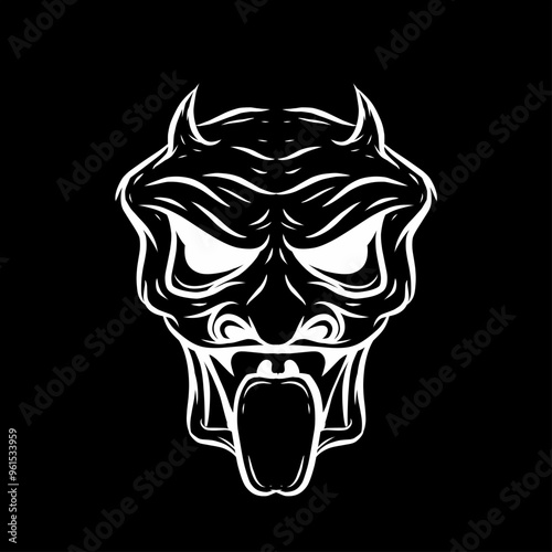creepy devil mask or mythological creature monster vector illustration