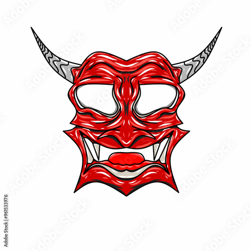 creepy devil mask or mythological creature monster vector illustration