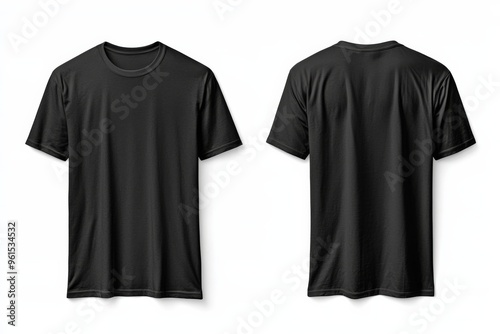 Black Tshirt Mockup Front and Back Isolated created with Generative AI