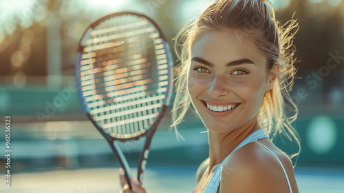 portrait of a woman with tennis racket