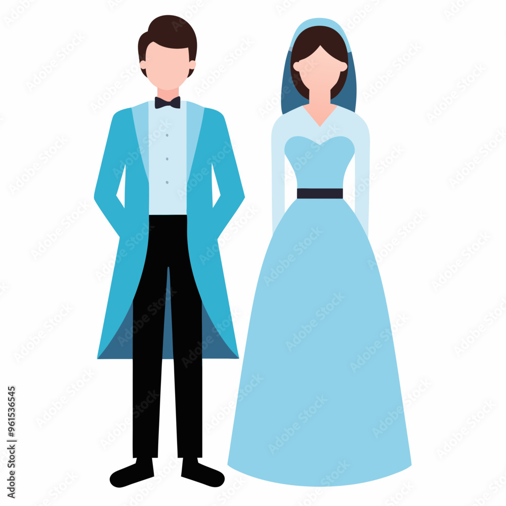 A beautiful American couple traditional in vector design on a white background A beautiful American couple traditional in vector design on a white background