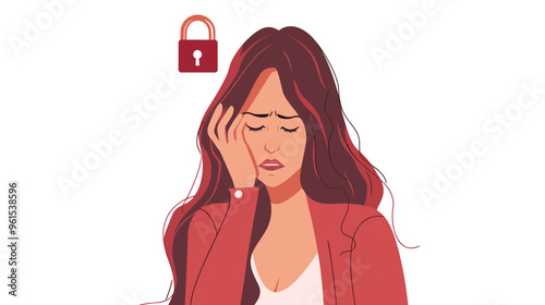 Frustrated Woman with Broken Key and Cracked Padlock, Symbolizing Compromised User Security